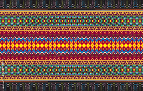 Boho pattern tribal ethnic motifs geometric seamless vector background. Cool ikat tribal motifs clothing fabric textile print traditional design with triangle and rhombus shapes.