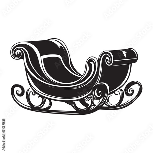 sleigh silhouettes, Santa claus sleigh silhouette isolated. Christmas sleigh flat illustration isolated. Festive decorative element