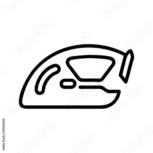 Outline illustration of an iron appliance in minimal style  