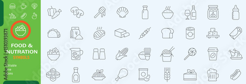 Food and nutration icon set