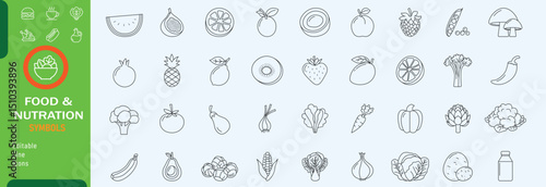 Food and nutration icon set