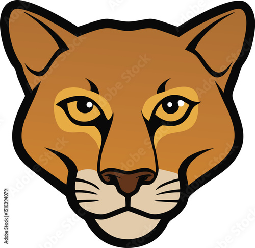 cougar head icon clipart vector on transparent background