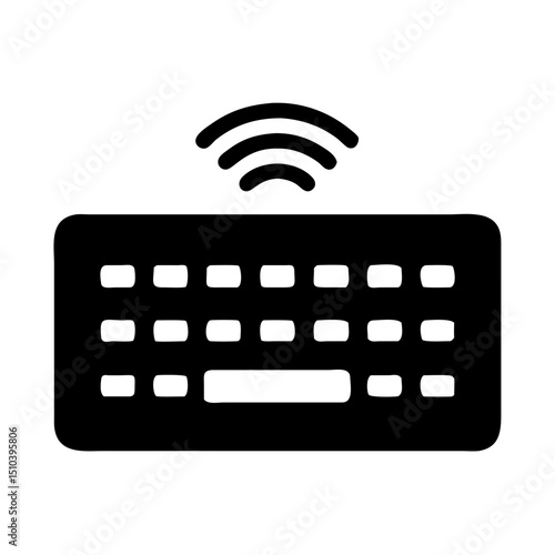 Wireless Keyboard Black Silhouette – Computer Device Icon