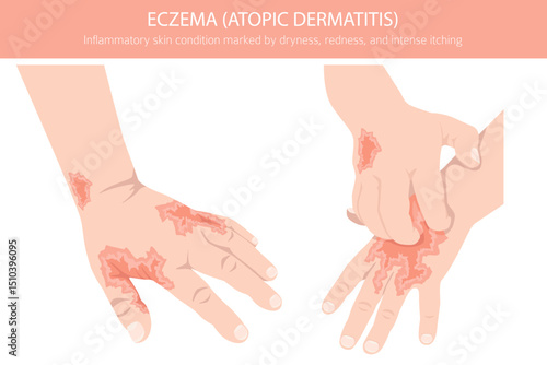Eczema. Atopic dermatitis. Skin diseases. Medical infographic design. Vector illustration