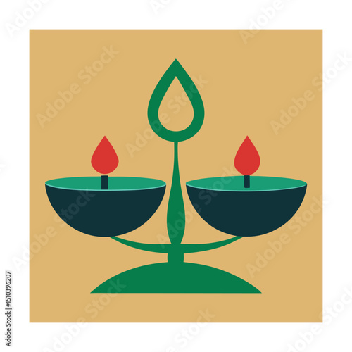 Two burning candles representing celebration and spirituality on a beige background