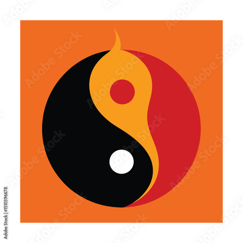 A vibrant abstract yin and yang symbol design depicting harmony and balance