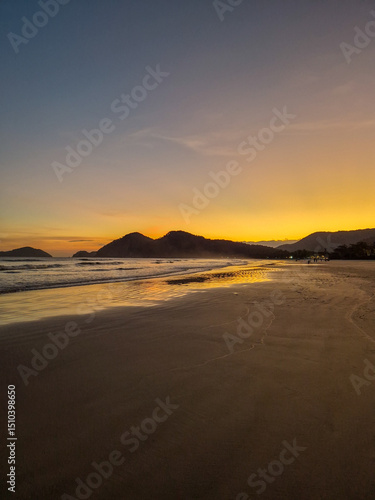 Pink sunset on beautiful beach