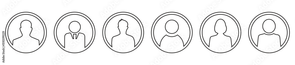 User profile Outline icon set. Set of outline icons related to avatars for user interface. Linear icon collection. Editable stroke. Vector illustration User profile Outline icon set. Set of outline icons related to avatars for user interface. Linear icon collection. Editable stroke. Vector illustration