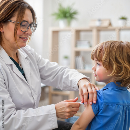 Wallpaper Mural Pediatrician administering vaccination to child in bright clinic Torontodigital.ca