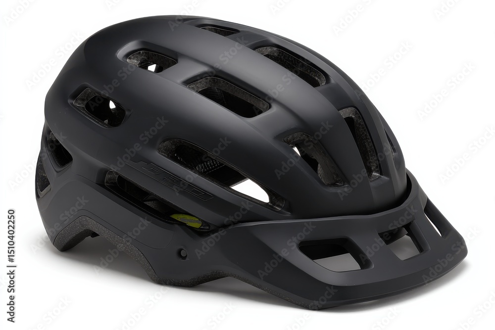 Obraz premium Sleek Black Bicycle Helmet with Ventilation Openings for Safe Cycling and Outdoor Activities, Ideal for Mountain and Road Biking Comfort and Protection