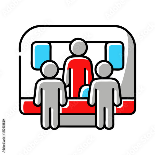 Train or metro with people entering, showing public transport.