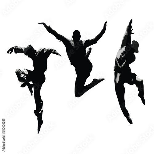 acrobatic silhouette set, Black silhouette