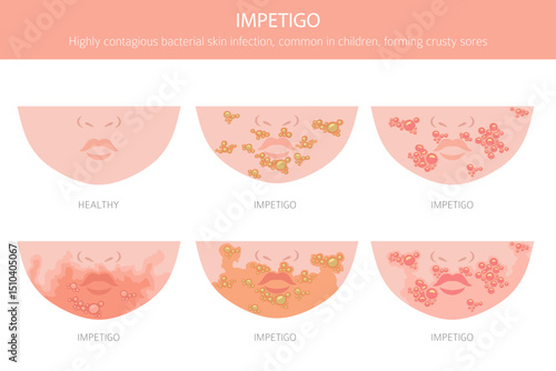 Impetigo. Skin diseases. Medical infographic design. Vector illustration