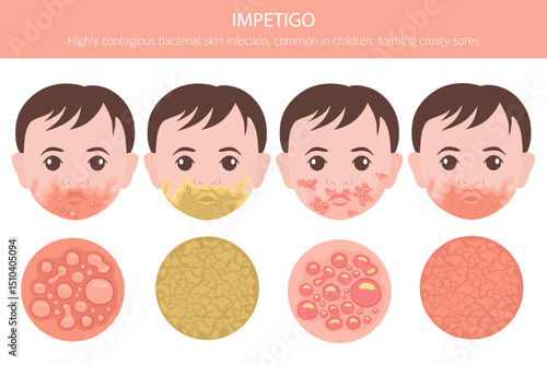 Impetigo. Skin diseases. Medical infographic design. Vector illustration