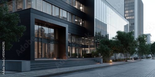 Modern Office Building Exterior with Blank Sign for Branding Opportunities