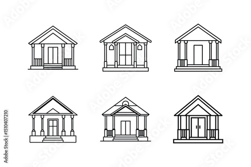 front porch line art vector illustration