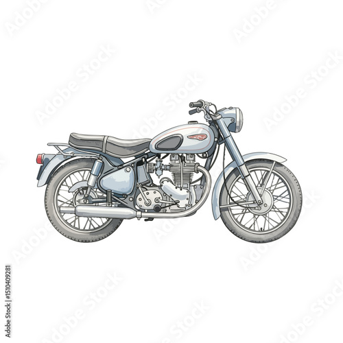 Watercolour Illustration of a motorbike on Transparent PNG Background