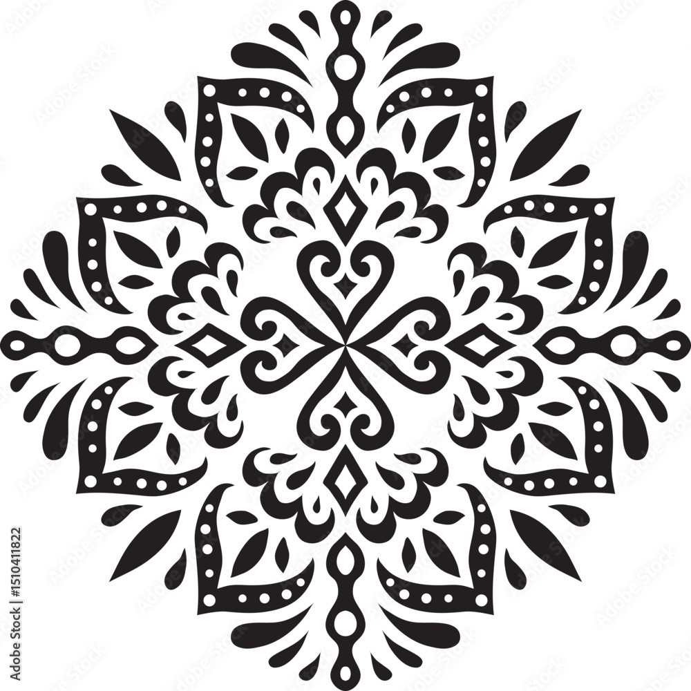 Artistic hand drawn ethnic vector print. Symmetric Moroccan decorative element for printing on T-Shirt, mug or other souvenir. Boho style decoration. Black silhouette pattern on white background. Artistic hand drawn ethnic vector print. Symmetric Moroccan decorative element for printing on T-Shirt, mug or other souvenir. Boho style decoration. Black silhouette pattern on white background.
