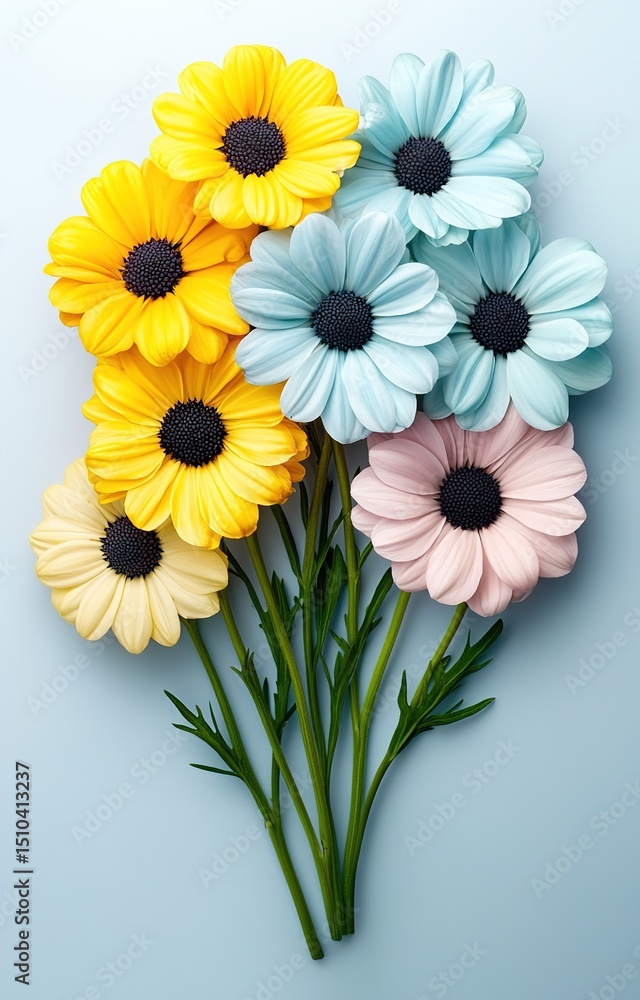 Fototapeta premium Assorted flowers featured on a white background,