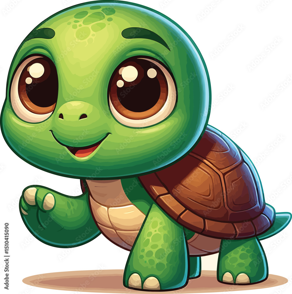 Fototapeta premium Adorable Cartoon Turtle Vector Illustration in Kawaii Style