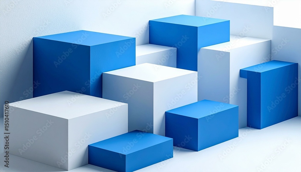 Fototapeta premium Abstract Blue and White Cubes Arrangement