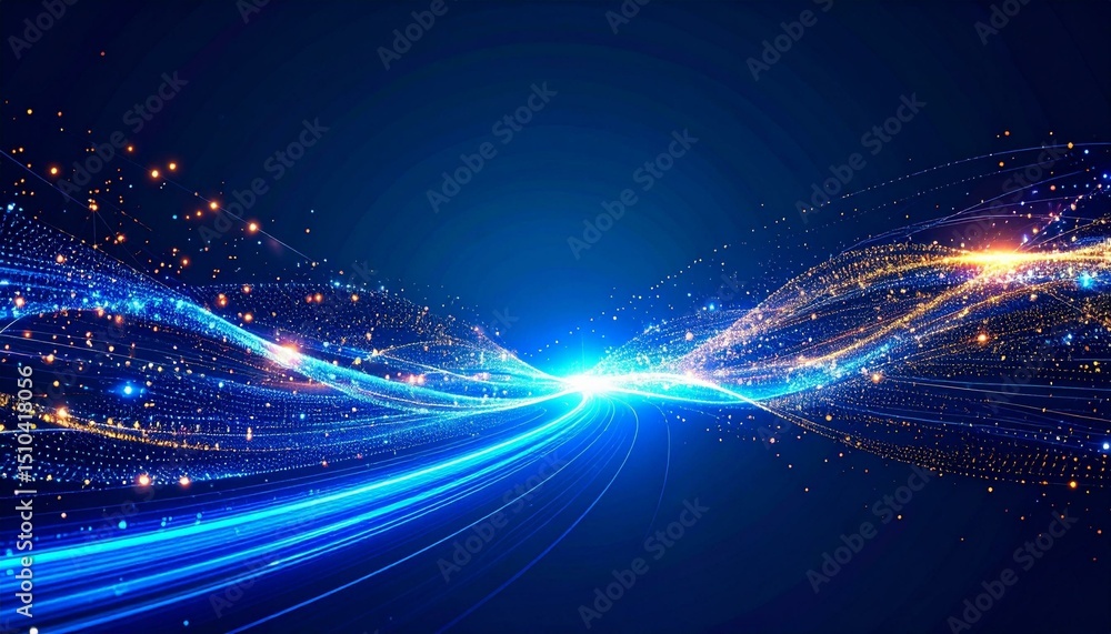 Obraz premium Abstract Light Trails and Particles Flowing