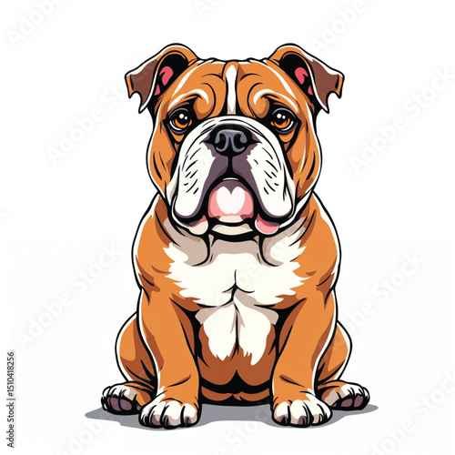 Adorable Cartoon english bulldog Puppy Vector Illustration