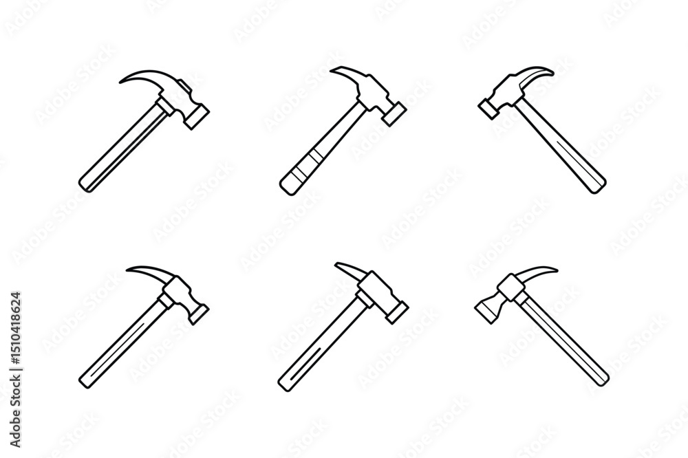 Naklejka premium hammer line art vector illustration