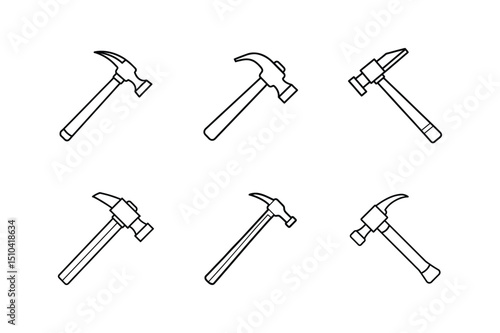 hammer icon line art vector illustration