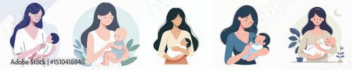 vector of a woman holding a baby