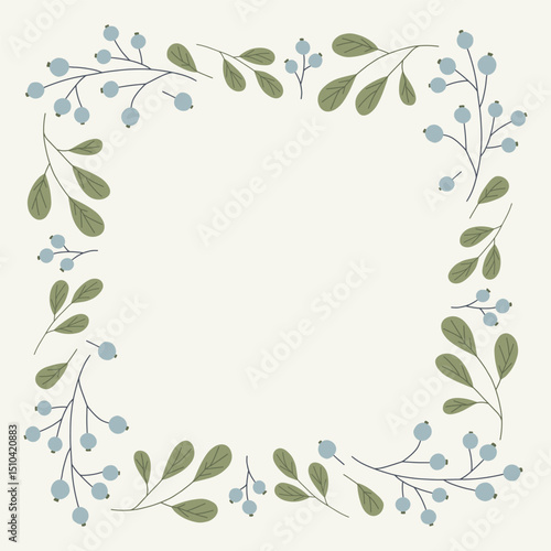 Elegant frame with berries. Perfect for wedding invitations, postcards, decor, girl celebrations and more.