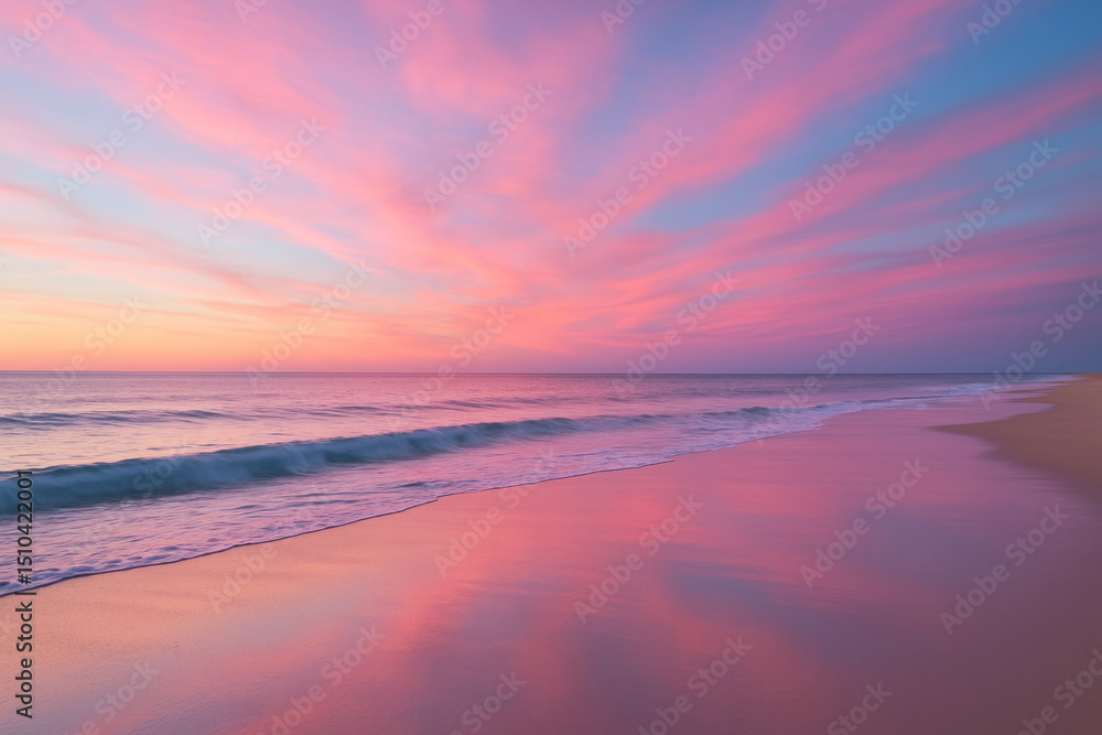 Fototapeta premium A pink sunset over a Florida beach.