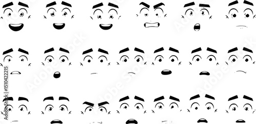 cartoon faces expressions vector set
