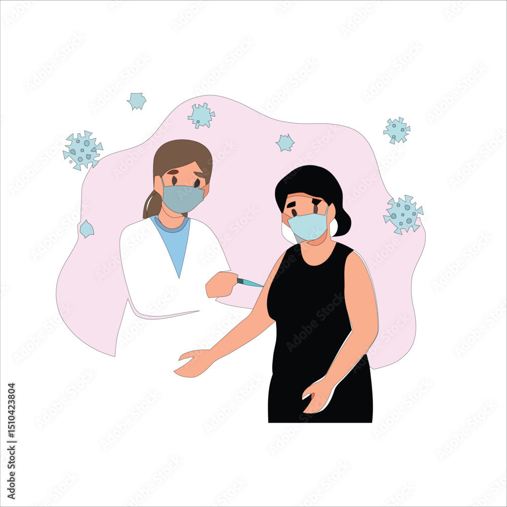 Healthcare Professional Administering a Vaccine, Representing Immunization, Protection, and Public Health Awareness in a Vector Illustration Healthcare Professional Administering a Vaccine, Representing Immunization, Protection, and Public Health Awareness in a Vector Illustration