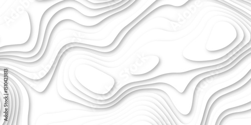 Abstract white paper cut shapes background with shadow and topography map concept texture. White papercut background 3d realistic design use for ads banner and advertising print design vector.