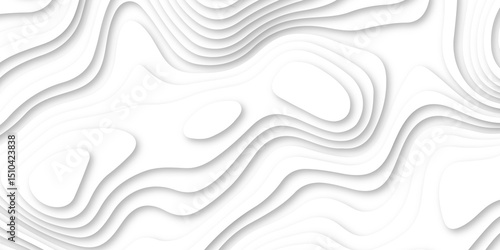 Abstract white paper cut shapes background with shadow and topography map concept texture. White papercut background 3d realistic design use for ads banner and advertising print design vector.