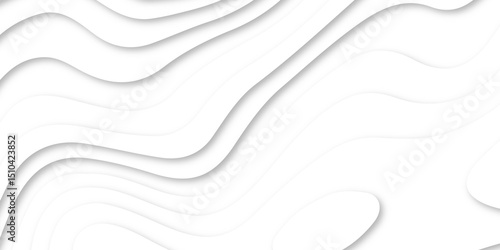 Abstract white paper cut shapes background with shadow and topography map concept texture. White papercut background 3d realistic design use for ads banner and advertising print design vector.