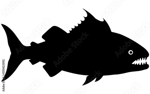 Silhouette vector of a fish predator.