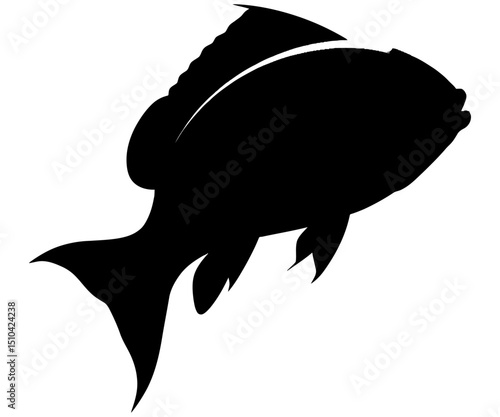 Silhouette illustration of a fish leaping out of the water, showcasing dynamic motion and aquatic life in bold black-and-white vector style.