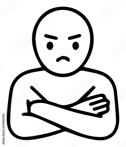 An Angry Person with Crossed Arms: Icon of Frustration and Disapproval