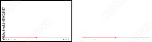 Vector illustration of a video player interface with play button, progress bar, timecode, and settings. Perfect for UI/UX design mockups and media concepts. Vector EPS 10