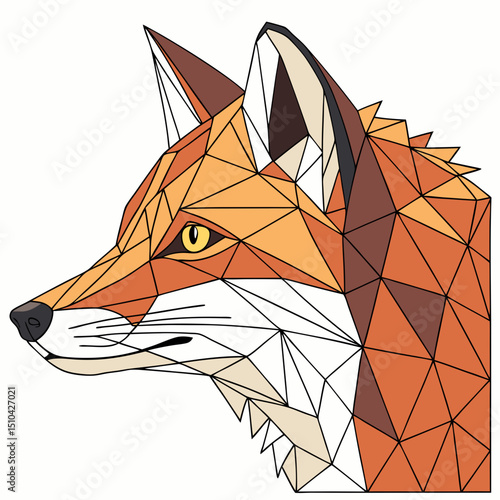 Geometric Low Poly Illustration of a Fox Head Profile

