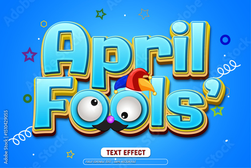April Fools' editable text effect 3d emboss cartoon style 
