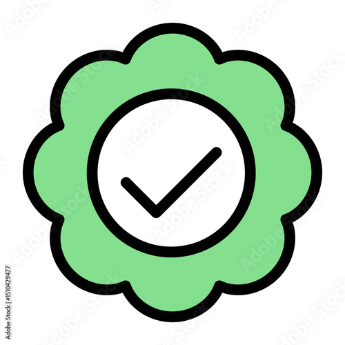 Verified Badge Icon - Clean Solid Color Lineal Style for Authentic Profiles. (Solid Color Lineal Style)