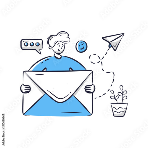 Email marketing newsletter communication digital strategy message send receive promotion campaign growth 100 vector art illustrations