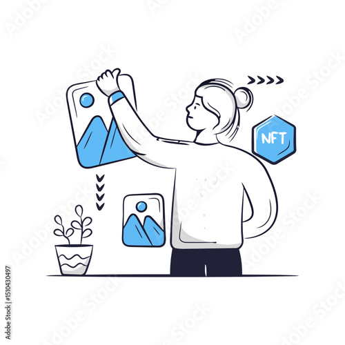 Nft artwork digital art crypto blockchain cryptocurrency artist collectible token nonfungible token design vector art illustrations