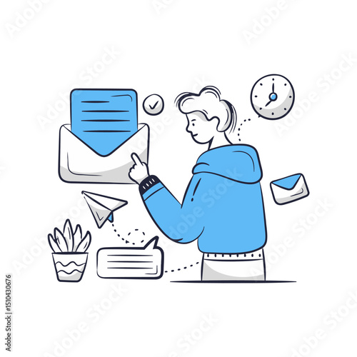 Email marketing newsletter digital communication strategy business send message online inbox mail campaign vector art illustrations