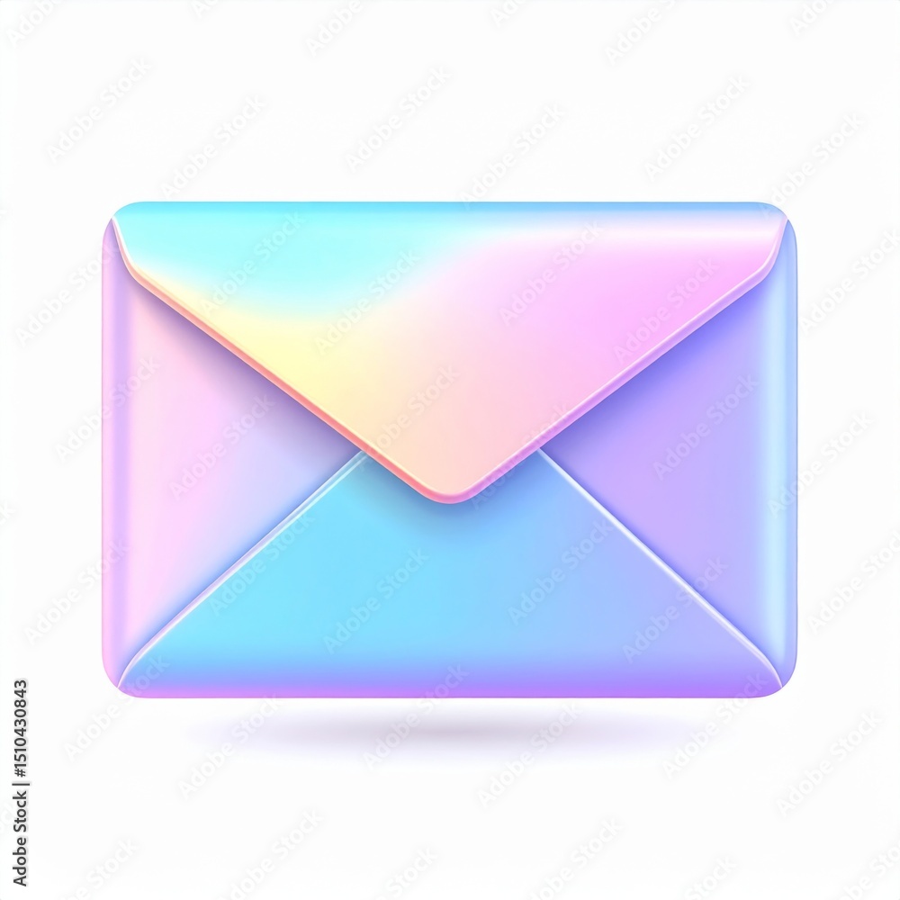 Holographic Pastel Envelope 3D Illustration Holographic Pastel Envelope 3D Illustration
