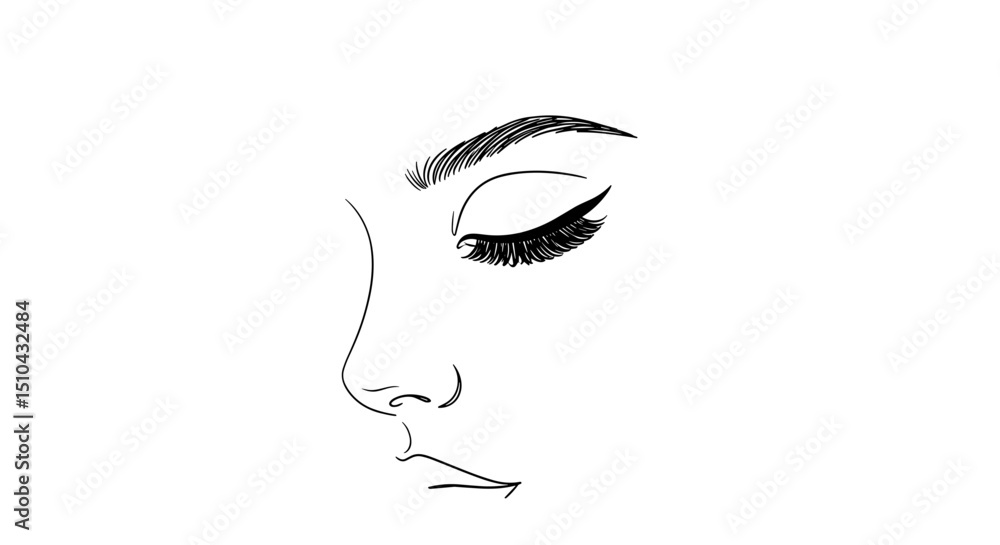 Elegant line art illustration of a woman's face Elegant line art illustration of a woman's face