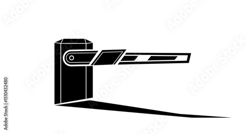 Barrier gate in minimalist design on white background